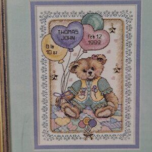 Dimensions Teddy Bear Birth Record #6755 Counted Cross Stitch Kit NWT